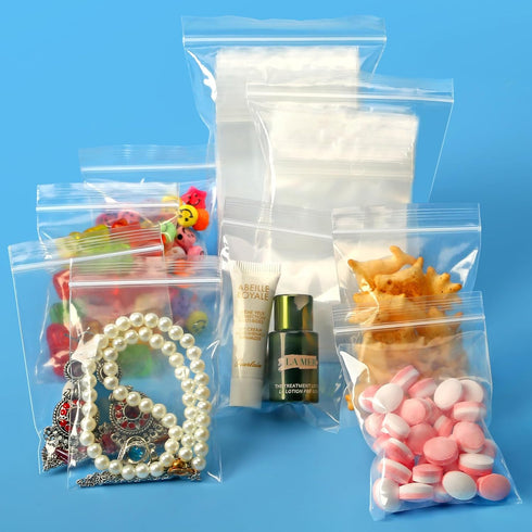Premium 2 X 3 in (100 Count) Small Poly Zipper Bags, 2Mil Small Baggies Clear, Easy Zip Open & Close, Small Jewelry Bags Strong Locking Seal, Food...