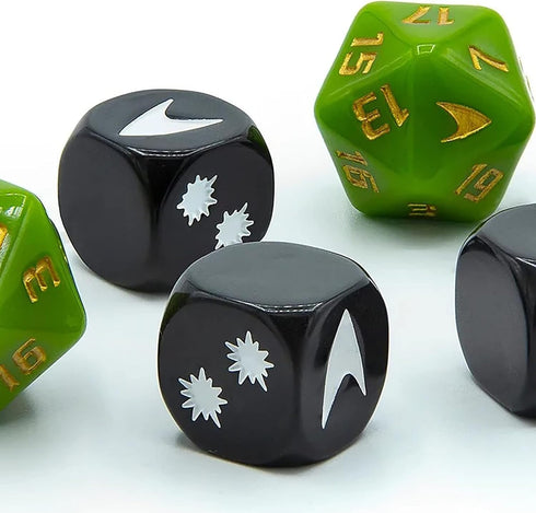 Modiphius Entertainment Star Trek Adventures: Captain Kirk's Tunic Dice - 6 Piece Roleplaying Dice Set, Green (MUH052045)...