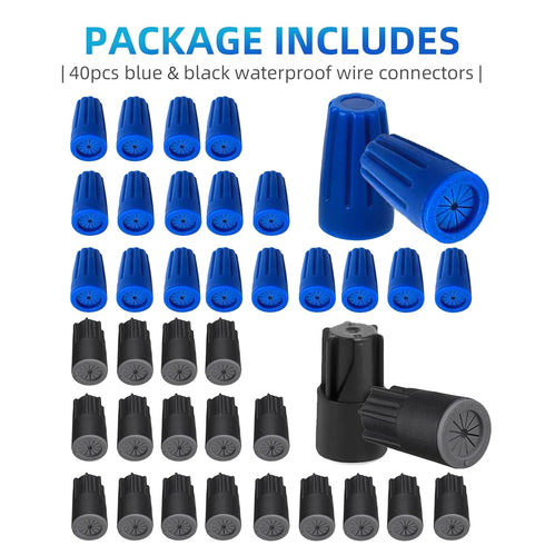 40PCS Waterproof Outdoor Wire Electrical Connectors,Sealant Twist Nuts Caps Cable Terminal Connector Gel for Landscape Light, Building Application...