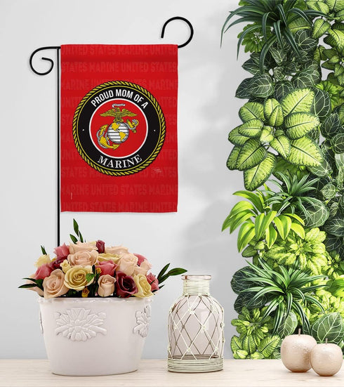 Breeze Decor Proud Mom Garden Flag Armed Forces Marine Corps USMC Semper Fi United State American Military Veteran Retire Official House Banner Sm...