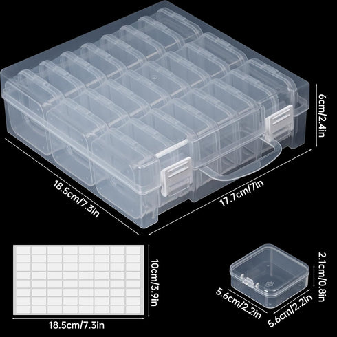 Clear Bead Organizer Box, 24Pcs Small Plastic Bead Storage Containers, Mini Rectangle Storage Boxes with Hinged Lids for Beads Seeds Jewelry Rhine...