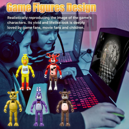 Action Figures Set, 5 Pcs Action Figures Toys, 5.5 Inches Movable Joints Collectible Toys Set with Light Gifts Cake Toppers for Video Games Fans B...