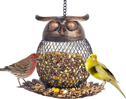 Outdoor Garden Wild Bird Feeder Hanging Bird Feeders, Heavy Duty Copper Metal Mesh Wild Finch Bird Feeder for Outside with Hook for Garden Yard De...