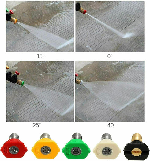 Pressure Washer Spray Nozzle Tips Multiple Degrees, 1/4 inch Quick Connect Design 5-Pack (2.5 GPM)...