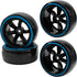 1/10 RC Drift Car Tires Hard Plastic Tyre & 12mm Hex Hub Wheel Rims 6 Spoke Compatible with Traxxas HSP Tamiya Kyosho HPI Redcat Racing MST 1/10 O...