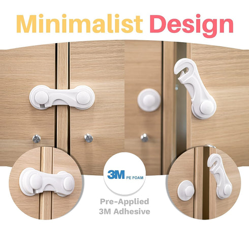Inaya 6-Pack Child Proof Locks for Cabinet Doors, Pantry, Closet, Wardrobe, Cupboard, Drawers - 3M - No Drilling - Child Safety Locks for Cabinets...