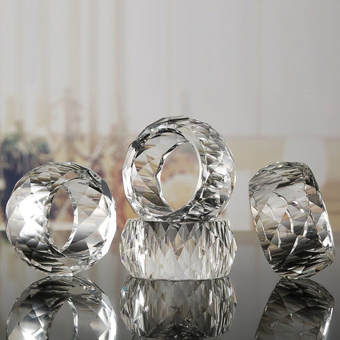 Crystal Napkin Rings Holders - 2 Inch Set of 4, Party Wedding Set Christmas Decorations for Table Dinner...