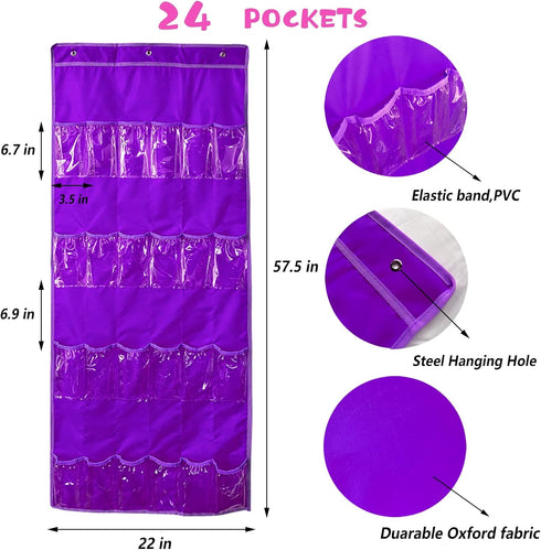 Hanging Over Door Toy Storage Organizer (24 Pockets), Compatible with LOL OMG Dolls Surprise Doll (Toys Not Included), Purple(57.5''x22'') (Purple...