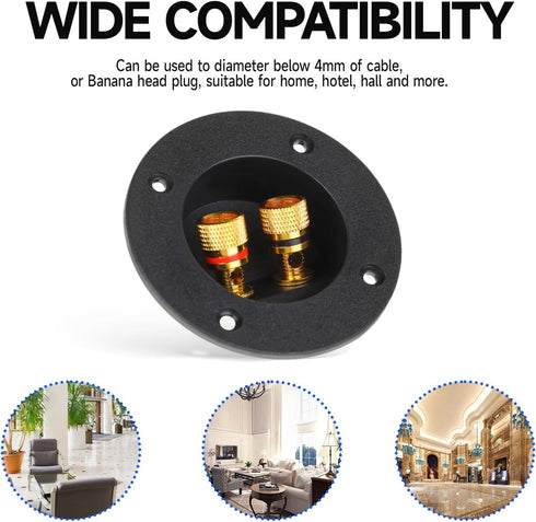 2 Pcs Black Speaker Box Terminal Cup 3 Inch 2-Way Spring Loaded Jacks Speaker Wire Connector Binding Post Cup Connector Subwoofer Plug for Speaker...