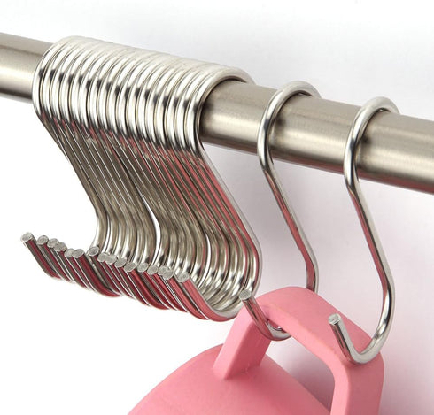 NXG 30 Pack 2.5 Inch Nickel Plated Stainless Steel S Hook S Shape Durable Hanging Hooks for Kitchen, Bathroom, Closet, Work Place, Office...