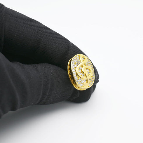 Oval Golden Music Note Cufflinks for Men Lady with Crystals Hollow Out Design Men's Cufflinks Jewelry Set for Wedding Anniversary Business Party E...