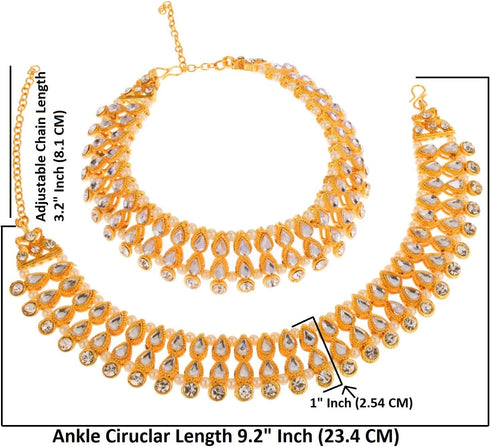 Efulgenz Kundan Anklet Indian Bollywood Crystal Faux Kundan Wedding Bridal Anklet Bracelet Payal Foot Jewelry for Women...