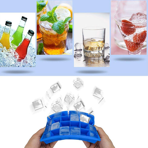 Ice Cube Tray, Silicone Square Ice Trays Easy Release Stackable Ice Cube Mold with Removable Lid, 24 Cavity (2 Pack,Blue)...