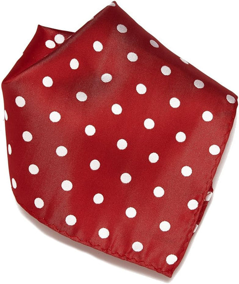 Vesuvio Napoli RED with WHITE Polka Dots Handkerchief Pocket Square Hanky Men's Handkerchiefs, 10x10 Inches...