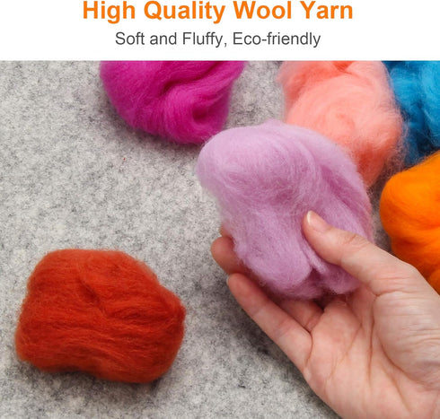 Coitak 72 Colors Fibre Wool Yarn Roving for Needle Felting Hand Spinning DIY Craft Materials...