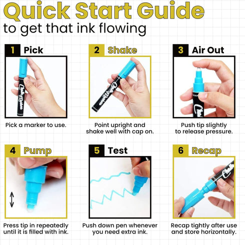 Metallic Chalk Markers (2 Pack) Liquid Chalk Pens for Blackboards, Chalkboard, Bistro Menu, Window Markers for Cars - Wet Wipe Erasable - 15mm Jum...