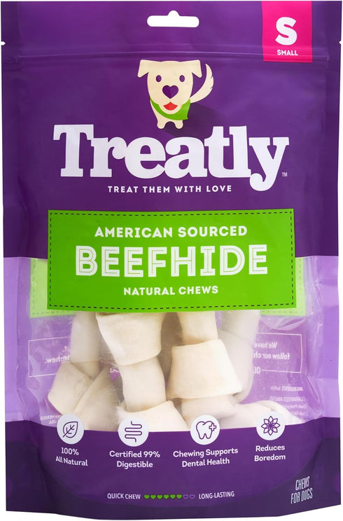 American Sourced Beefhide Bones 4-5" Dog Chew Treats - Natural Flavor, 10 Count/1 Pack...