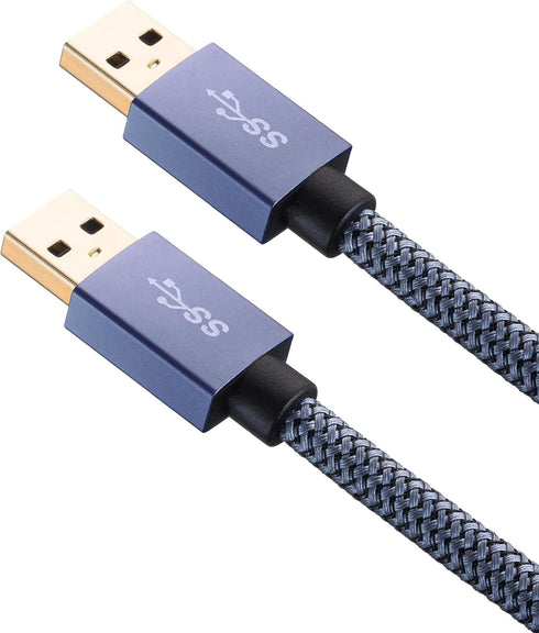 6 ft USB 3.0 A Male to A Male Cable,USB 3.0 to USB 3.0 Cable Nylon Braid USB Male to Male Cable Double End USB Cord Compatible with Hard Drive Enc...