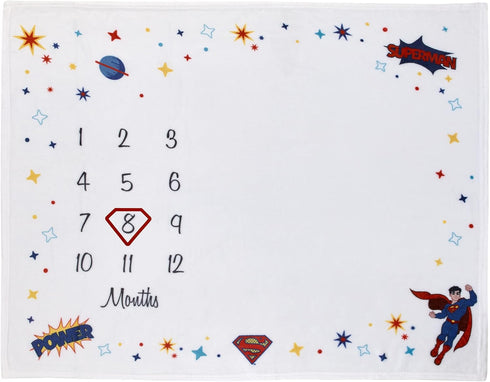 Little Love by NoJo Everything Kids Warner Brothers Superman White and Red Power, Icon, and Stars Milestone Baby Blanket...