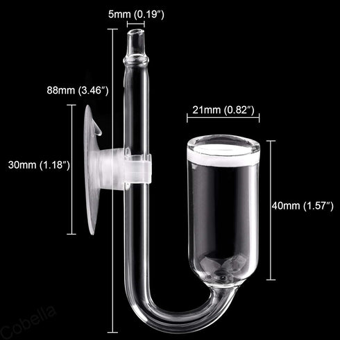 CO2 Diffuser U Shape for Aquarium Fish Tank Pollen Glass CO2 Bubble Diffuser Air Pump Check Valve for Aquaneat Aquarium Planted...