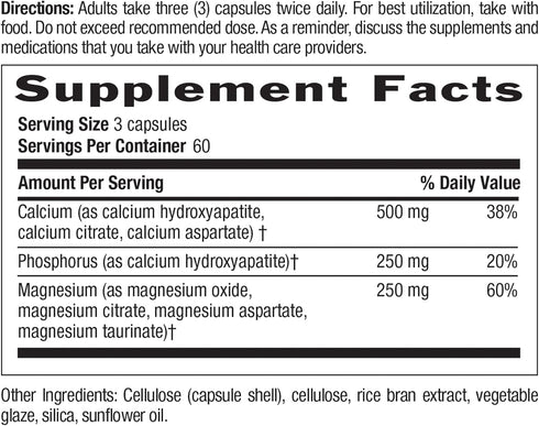 Country Life Target-Mins Calcium Magnesium Caps, 500mg: 250mg, 180 Vegan Capsules, Certified Gluten Free, Certified Vegan...