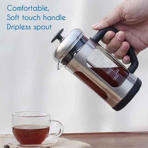 Easyworkz Stainless Steel French Press 12 oz Coffee Tea Maker with Soft Grip Handle...