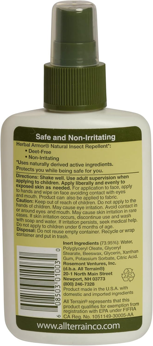 Herbal Armor DEET-Free Pump Spray 4oz. Insect Repellent, Plant-Based and All-Natural Bug Repellent, Safe for Family and Pets, Mosquito and Bug Pro...