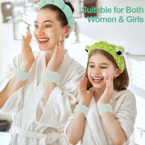 Canitor Spa Headband Wrist Bands Set with Hair Clips Skincare Headband for Washing Face Skin Care Puffy Makeup Headband Preppy Teen Girl Gifts Cut...