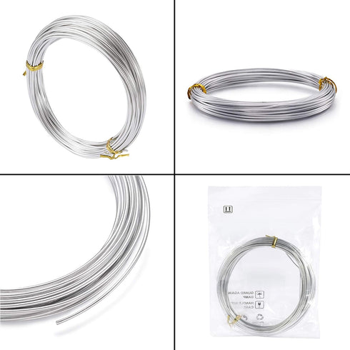 Fashewelry 32.8 Feet 15 Gauge Aluminum Wire Silver Bendable Metal Craft Wire for Beading Jewelry Craft Making...