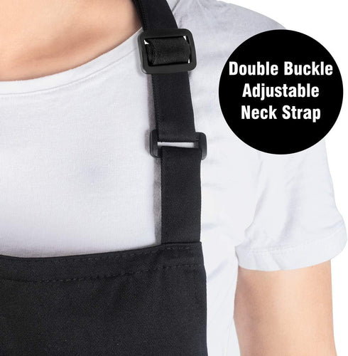 Xornis 2 Pack Adjustable Bib Aprons with 2 Pockets Apron for Women Men Kitchen Cooking Chef, Black...