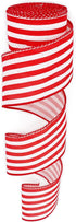 Ribbon Wired,2 1/2”x10 Yard,Red White Stripe Ribbon for Easter, Christmas, Wreath, Spring,Independence Day. Summer, Wedding, Baby Shower, Birthday...