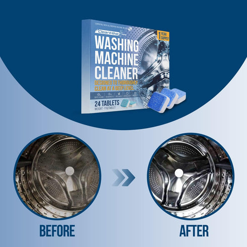 Washing Machine Cleaner Descaler Tablets - (24 Tablets, 1 Year Supply) Eco-Friendly Deep Cleaning Tablets for HE Front & Top Loader Washer, Remove...