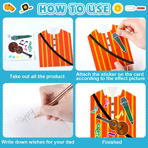 60 Packs Father's Day Card Making Kits for Kids Father's Day DIY Arts Crafts Father's Day Shirt Greeting Card with Stickers Handmade Crafting Card...