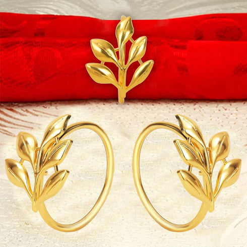 KPOSIYA Set of 20 Leaf Napkin Rings Metal Gold Napkin Holder Table Napkin Rings for Dinning Table Parties Everyday (Ye Zi-Gold 20)...