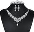 Kakonia Wedding Jewelry For Bride Bridesmaids Rhinestone Necklace Earrings Sets For Women Bridal Wedding Tiara Crown Silver Crystal Costume Prom J...