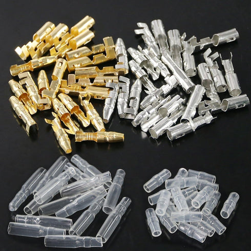 Glarks 240Pcs 3.9mm Brass Male and Female Bullet Terminals Wire Connector Block with Insulating Sleeves for Car Truck Motorcycle Bike...