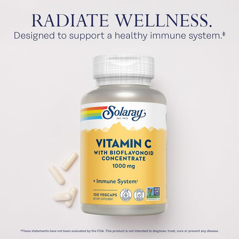 SOLARAY Vitamin C with Bioflavonoid Concentrate - Rose HIPS, Acerola Cherry and Bioflavonoids - Vitamin C 1000mg - Immune Function, Skin, Hair, Na...