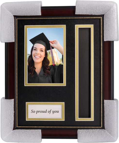 GraduatePro Graduation Picture Frame with Tassel Holder Shadow Box Graduation Decoration Gift-So Pround of You, Mahogany 4x6 Photo Frame...