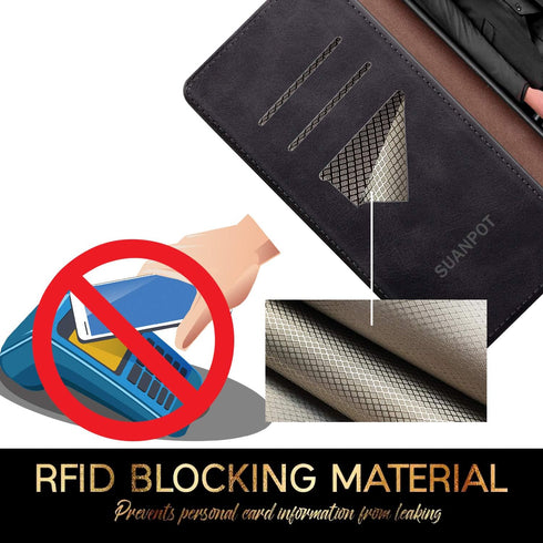 SUANPOT for Samsung Galaxy A42 5G with RFID Blocking Leather Wallet case Credit Card Holder Flip Folio Book Phone case Shockproof Cover Women Men ...