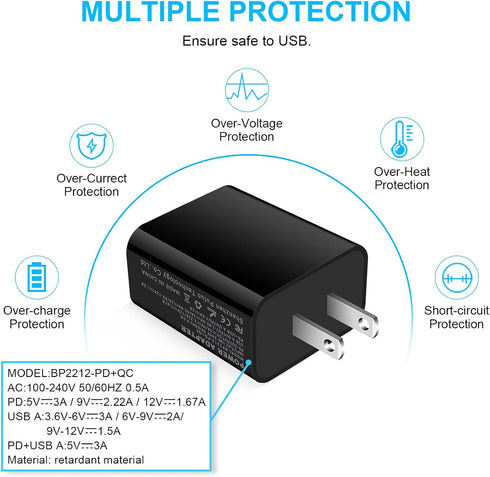 USB C Charger Block, 20W Dual Port PD Wall Charger for iPhone 15 Pro Max/14/13/12/11/Pro/Max, USB-C Power Wall Plug Adapter Fast Charging for Sams...
