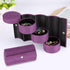 Fdit Retro Cylinder Shaped Jewelry Box Velvet Three-Layer Roll-up Snap Jewelry Storage Organizer Earrings Holder for Girls Women (Purple)...