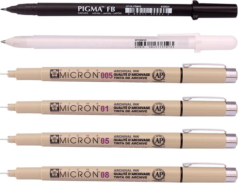 Sakura Pigma Manga Basic Set (005, 01, 05, 08, FB, White)...