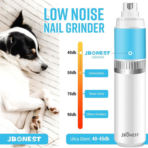 Dog Nail Grinder with Super Quiet, 4-Speed Rechargeable Dog Nail Trimmers for Large Dogs, Medium & Small Dogs & Cats Toenail Grooming, Cat Nail Tr...