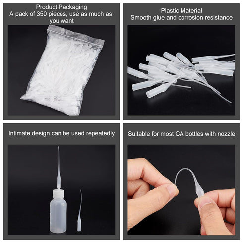 PH Pandahall Glue Tips, 350pcs Plastic Glue Micro-Tips Glue Extender Precision Applicator for Nozzle Bottle Glue Arts Crafts Hobby Projects Guitar...