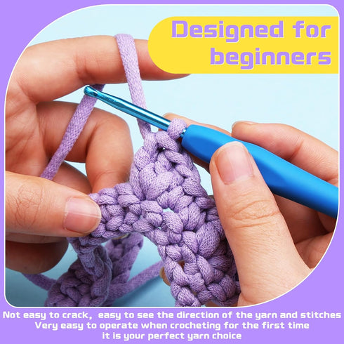 300g Easy Yarn for Crocheting, Chunky Thick Cotton Yarn Cotton-Nylon Blend Yarn Easy to See Stitches with Crocehting Accessories for Crocheting Be...