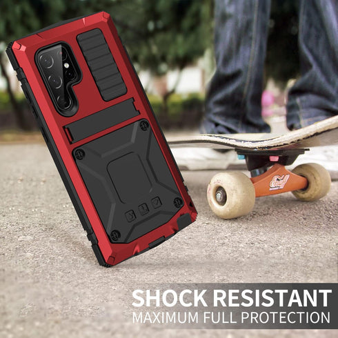 Samsung S22 Ultra Metal Case with Screen Protector Camera Protector Military Rugged Heavy Duty Shockproof Case with Stand Full Cover Tough case fo...