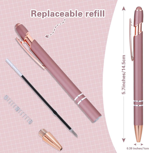 4 Pack Rose Gold Pen, 1.0 mm Ballpoint Pen with Stylus Tip, 2 in 1 Fancy Pens for Women, Rose Gold Ink Pen, Pretty Wedding Pens, Metal Stylus Pen ...