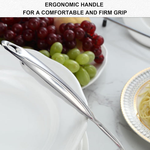 Pleafind Spaghetti Spoon, One-Piece Stainless Steel Pasta Spoon, 13-Inch Comfort Grip Design Pasta Scoop, Spaghetti Strainer with Teeth, Silver Pa...