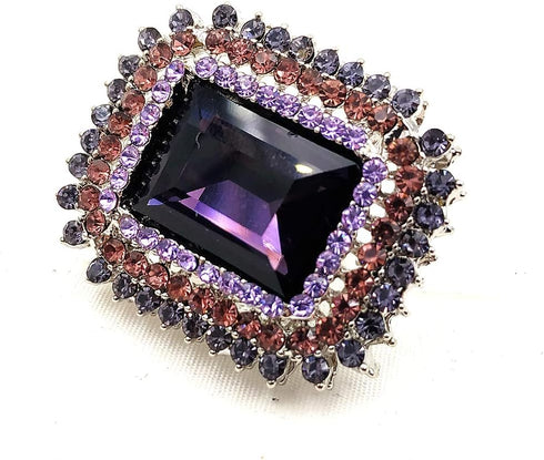 Victorian Vintage Style Embellishment Rectangle Shaped Purple Stone Brooch and Pin Art Deco Jewelry...