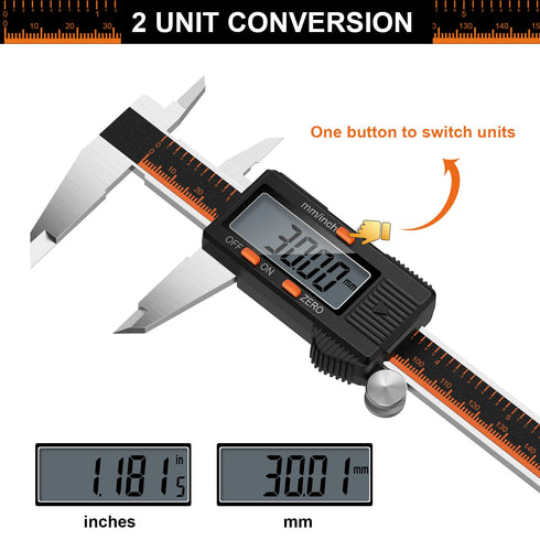 HARDELL Digital Caliper, 6 Inch Stainless Steel Caliper Measuring Tool with Large LCD Screen, Electronic Micrometer Caliper Digital Inch/Millimete...